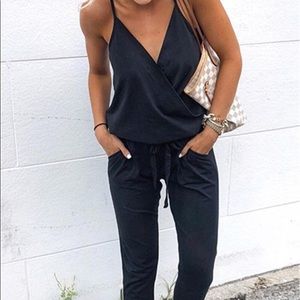 Orsle Black V neck Jumpsuit